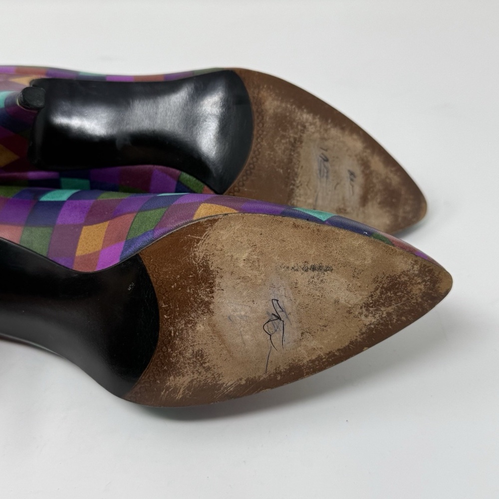 Vintage Stuart Weitzman 80s Bright Multicolor Heels Leather Sz Womens 9 Colorful - Picture 14 of 16